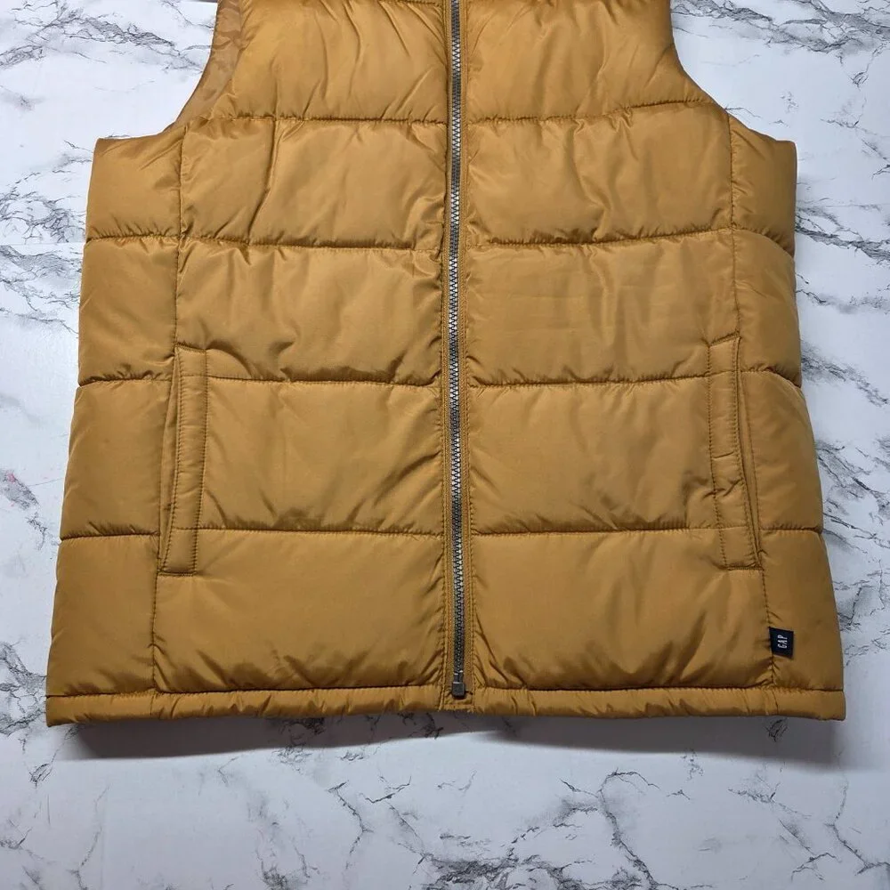 Gap Kids Extra Large Tan Full Zip Softshell Puff Quilted Fall Casual Vest